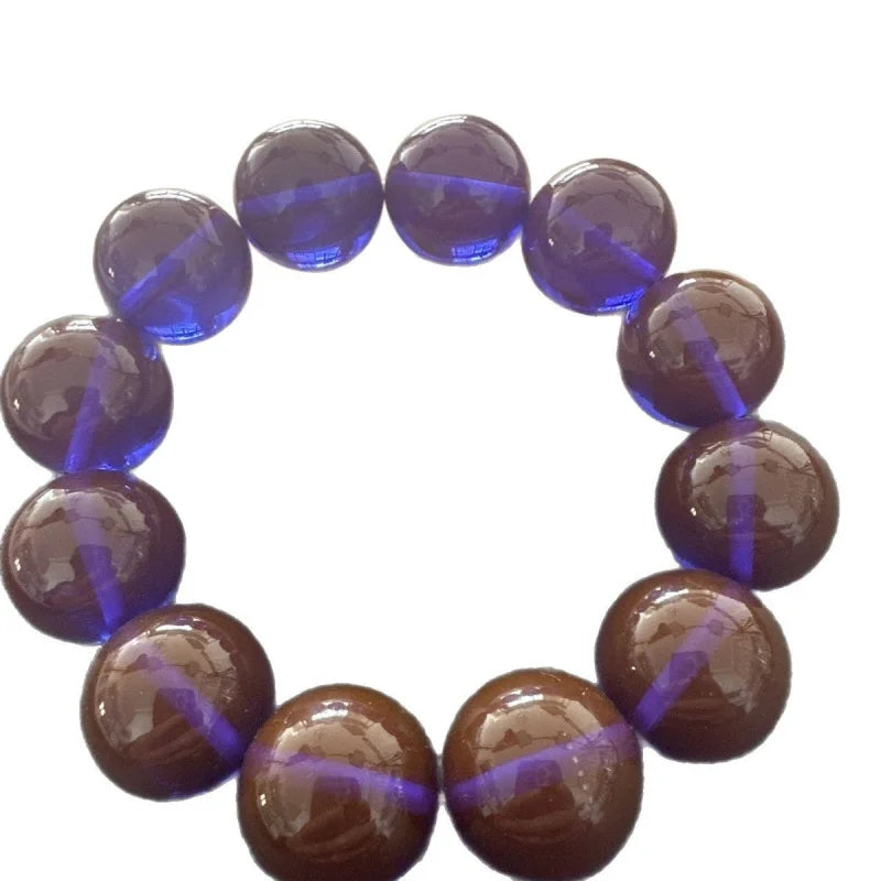 luckacco 16mm bracelet blue amber lucky