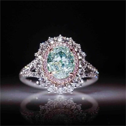 Luckacco Luxurious Silver Color Inlaid Pink Zircon Multicolour Stones Rings for Women Shining Engagement Wedding Rings Jewelry