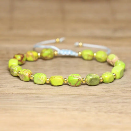 Luckacco Natural Stone Beaded Bracelet, Adjustable Handcrafted Bracelet, Bohemian Style, Having the Effect of Calming the Body and Mind