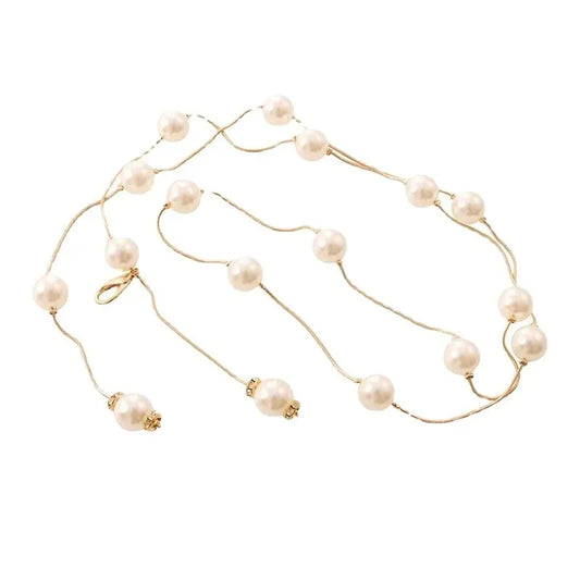 Luckacco Ladies Versatile, Beautiful Pearl Chain, Thin Waistband, Versatile Dress Waist Chain