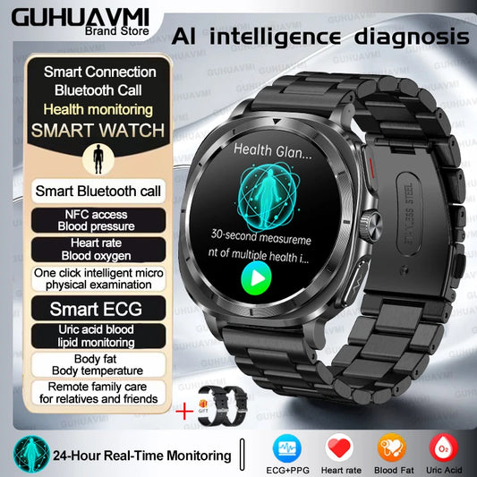 Luckacco 2025 New High-End Health Care Watch 7 Ultra Smart Watch Men ECG+PPG Uric Acid Blood lipids Body analysis BT Call NFC Smartwatchs