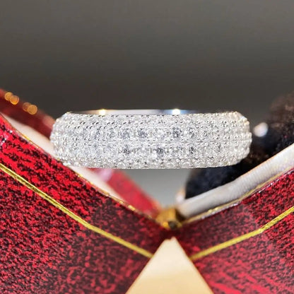Luckacco Luxury white gold solid platinum PT950 Hip Hop Full Diamond Ring Unisex Medium European and American Popular Ring