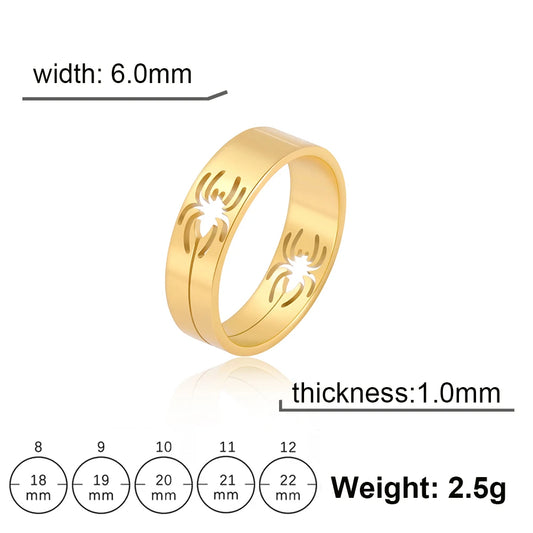 Luckacco Skyrim Stainless Steel Spider Ring for Men Women 6MM Wide Finger Rings 2025 Hip Hop Punk Jewelry Birthday Gift for Lover Friend