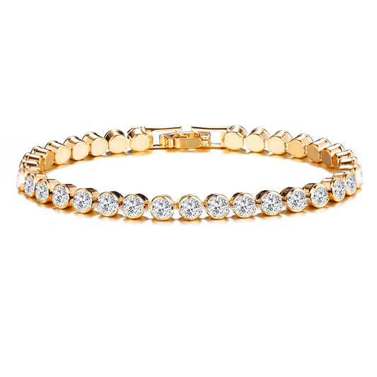 Luckacco Luxury Crystal Tennis Bracelets For Women Wedding Gift Gold Silver Color Metal Roman Chain Bracelets Cubic Zirconia Jewelry