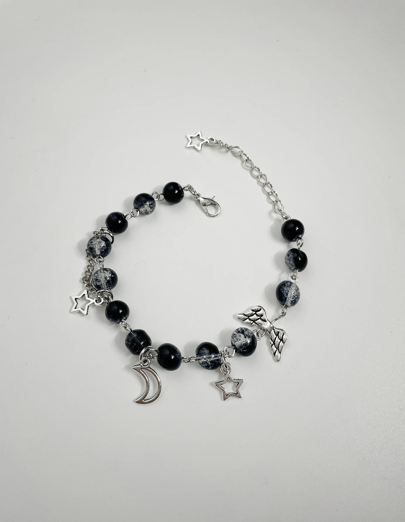 luckacco harajuku pentagram pearl beaded bracelets for women 2023 korean aesthetic cute star blue glass ball bracelets y2k jewelry gifts