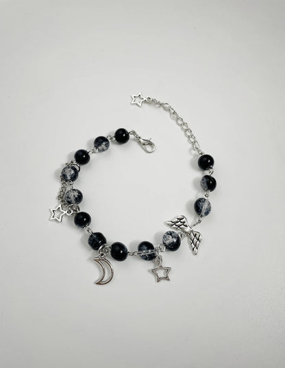 Luckacco Harajuku Pentagram Pearl Beaded Bracelets for Women 2023 Korean Aesthetic Cute Star Blue Glass Ball Bracelets Y2k Jewelry Gifts