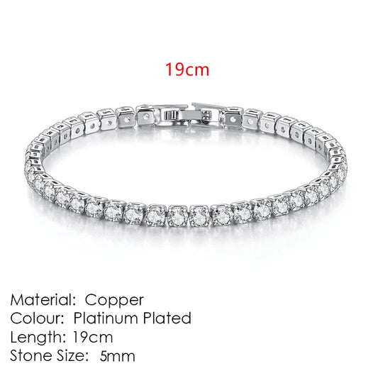 Luckacco Fashion Multicolor Tennis Bracelet for Women 2.5/3/4/5mm Zirconia Charm Designer Tennis Chain Men Bracelet Wedding Jewelry KC128