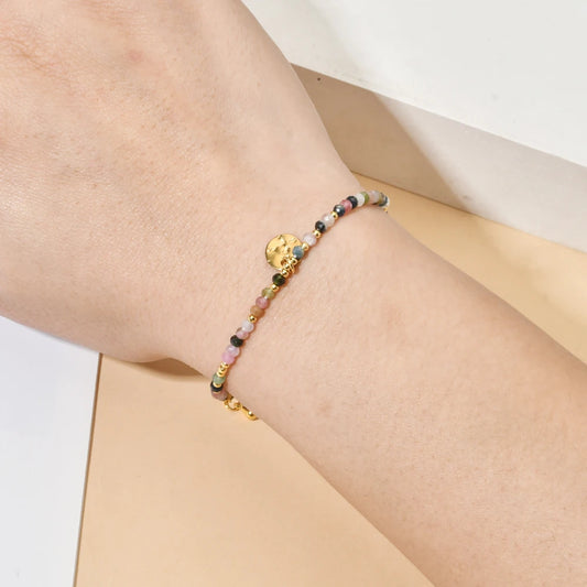 Luckacco shop's pick Thin Natural Stone African Turquoises Beads Bracelet Women Bohe Colorful Energy Yoga Meditation Strand Bracelets Friendship