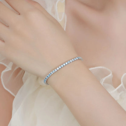 Luckacco Wong Rain 925 Sterling Silver 3EX Colorful 3 MM Real Moissanite Diamonds Gemstone Tennis Chain Bracelets Bangle Fine Jewelry