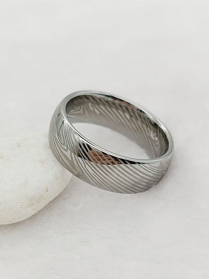 Luckacco Men's Damascus Ring Tungsten Fashion Jewelry Unique High Quality Handmade Wedding Bands Couples Rings For Men Male Boys