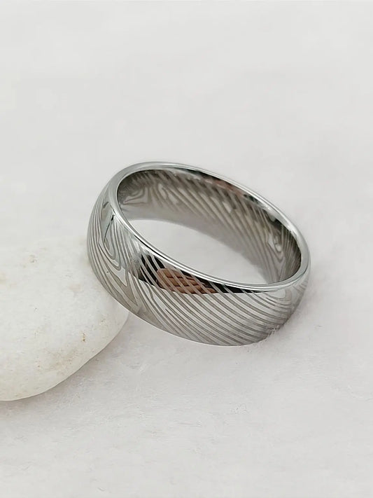 Luckacco Men's Damascus Ring Tungsten Fashion Jewelry Unique High Quality Handmade Wedding Bands Couples Rings For Men Male Boys
