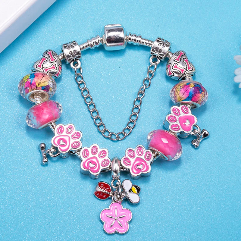 luckacco romantic tower aircraft charm bracelet for women with crystal diy beads pendants bracelet high-quality jewelry