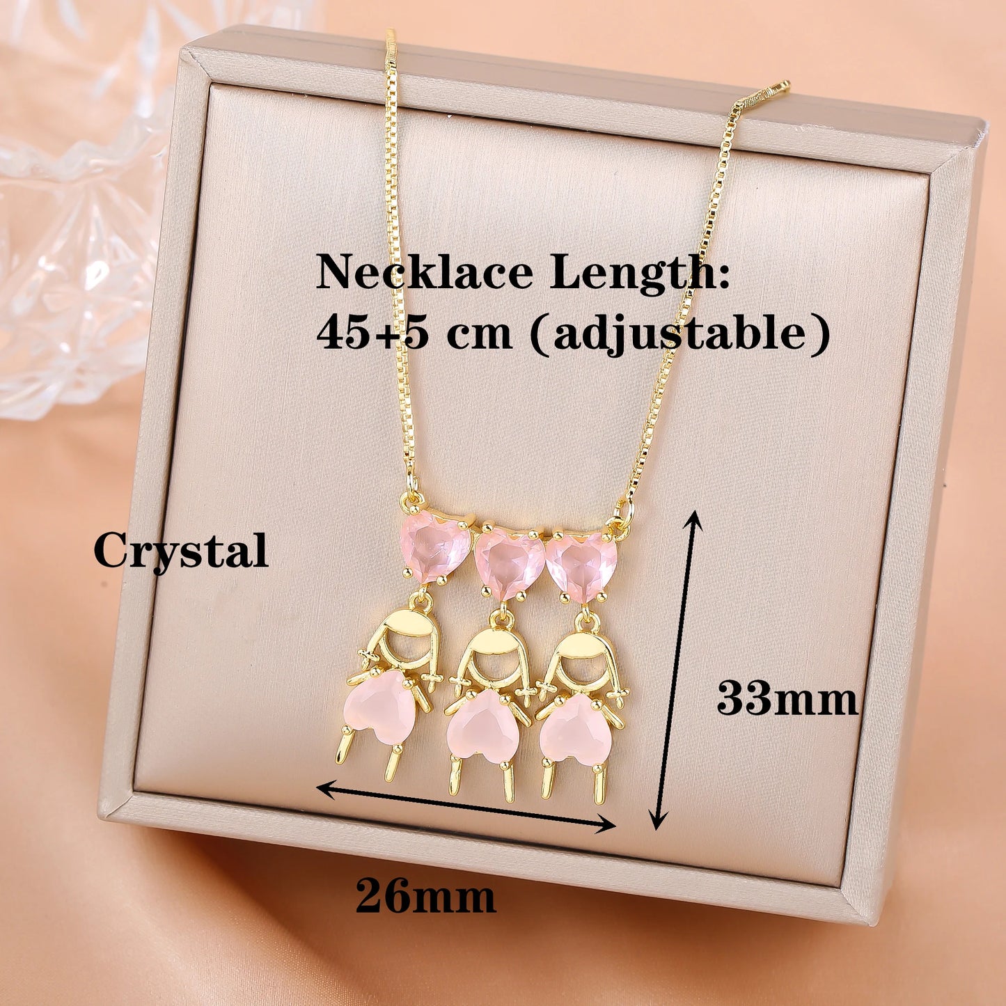 luckacco hot sale gold plated heart-shaped crystal boys girls pendant necklace for women girls daily wear choker birthday gift jewelry