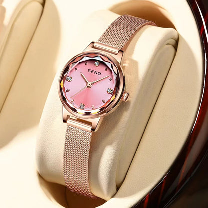 Luckacco Watches Fashion Elegant Diamond Mesh Strap Women's Watch Waterproof Quartz Watch Ladies Watch
