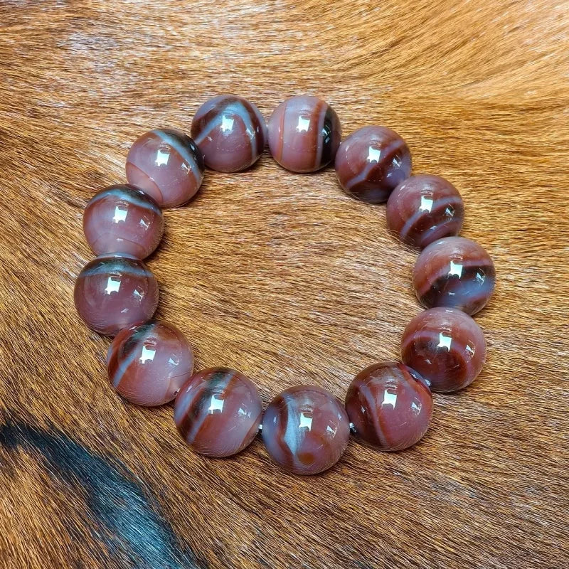 luckacco 17mm round with high-quality cinnabar material bead natural thread shaped pharmacist agate dzi beads bracelet