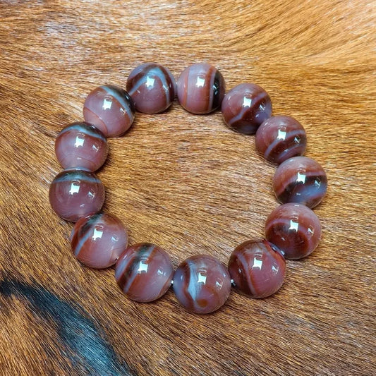 Luckacco 17mm Round With High-quality Cinnabar Material Bead Natural Thread Shaped Pharmacist Agate Dzi Beads Bracelet