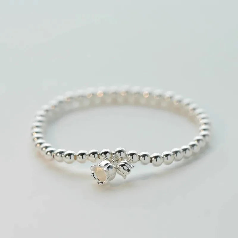 luckacco new 925 silver geometric bead punk peace of mind words irregular string bracelet for woman girl fashion jewelry gift dropship