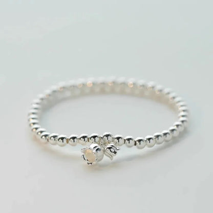 Luckacco New 925 Silver Geometric Bead Punk Peace of Mind Words Irregular String Bracelet For Woman Girl Fashion Jewelry Gift Dropship