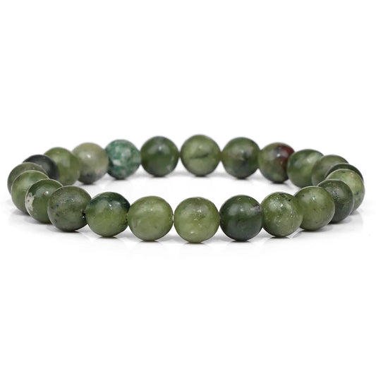 Luckacco Handmade Natural Stone African Stone Beads Bracelet Men Yoga Mala Jewelry Green Moss Agates Beaded Bracelet for Women Men