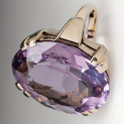 Luckacco Charm Gold Color Inlaid with Purple Stone Rings Gorgeous Fashion Party Engagement Wedding Rings for Women Jewelry