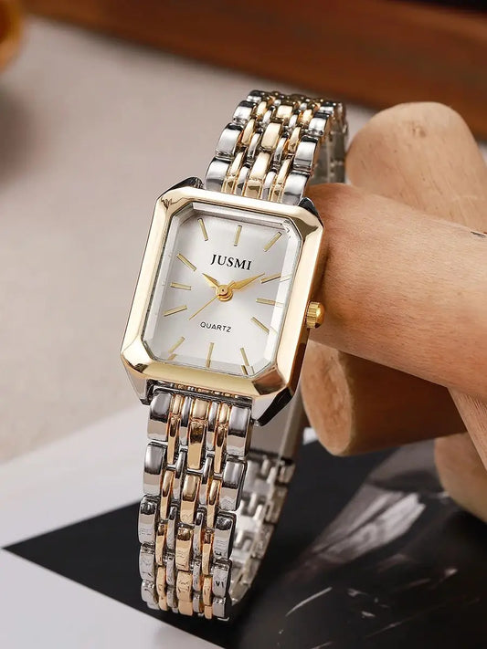 Luckacco New Fashionable Simple Explosive Square Bar Scale Dial Steel Strip Quartz Watch