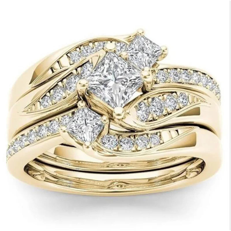 luckacco new retro women square royal princess stylish wedding ladies finger ring  pretty gift valentine's surprise for wife