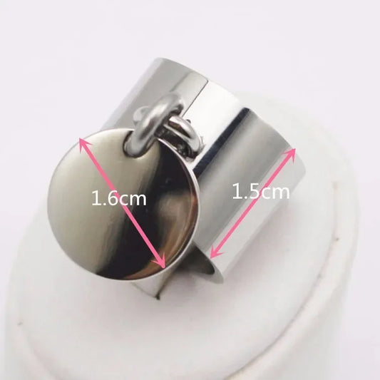 Luckacco Oval Geometric Pendant Ring Women Fashion Jewelry Stainless Steel O Charm Finger Ring Size 7 10 11 6 9 8