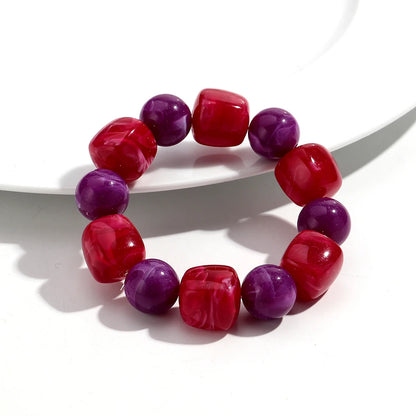 Luckacco Acrylic Chunky Irregular Square Round Beaded Bracelet for Women European and American Simple Bracelet Fashion Hand Accessories