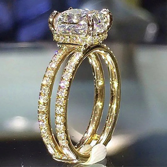 Luckacco New Retro Women Square Royal Princess Stylish Wedding Ladies Finger Ring  Pretty Gift Valentine's Surprise For Wife