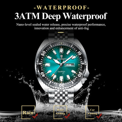Luckacco POEDAGAR Business Men Watch Date Week Waterproof Luminous Luxury Man Wristwatch Sports Stainless Steel Men's Quartz Watches Male