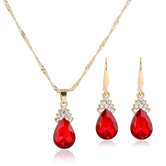 Luckacco 3pcs/set Gold color Jewelry Sets Wedding Beads Crystal Bridal Jewellery bridal necklace earrings wedding party gift set