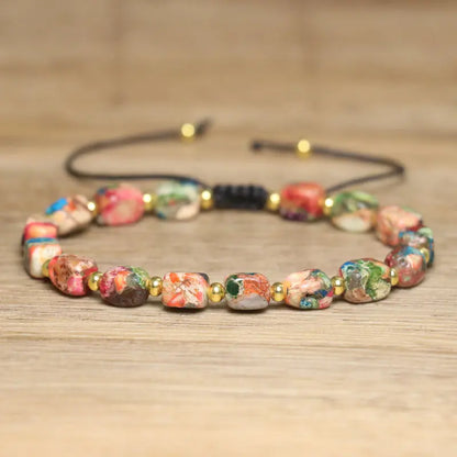 Luckacco Natural Stone Beaded Bracelet, Adjustable Handcrafted Bracelet, Bohemian Style, Having the Effect of Calming the Body and Mind