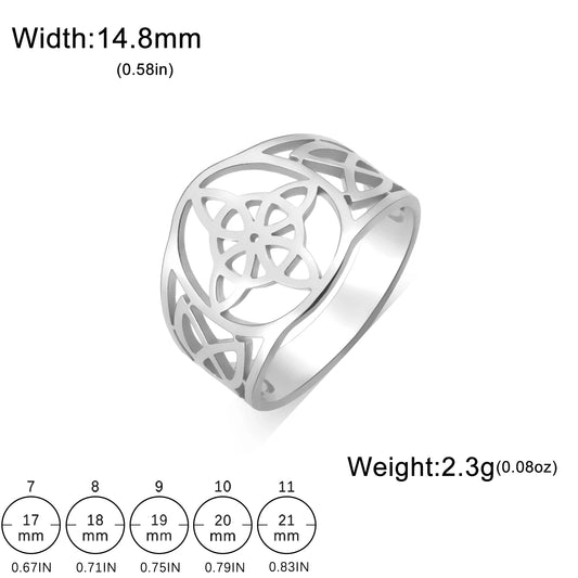 Luckacco Skyrim Witch Knot Ring Women Men Stainless Steel Finger Rings Witchcraft Wicca Triquetra Celtics Knot Amulet Jewelry Gift
