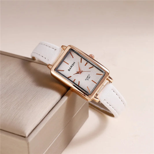 Luckacco fashion rectangle dial quartz women leather watch