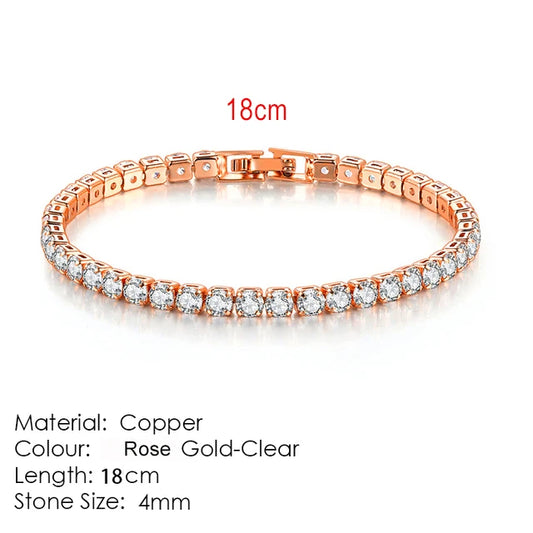 Luckacco Fashion Multicolor Tennis Bracelet for Women 2.5/3/4/5mm Zirconia Charm Designer Tennis Chain Men Bracelet Wedding Jewelry KC128