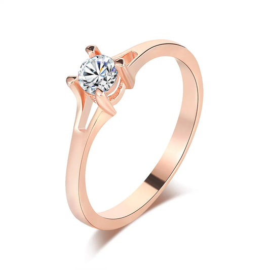 Luckacco Classic Wedding Rings For Women Forever Simple Six Claws Zirconia Fashion Solitaire Engagement Marriage Gift Ring Jewelry KCR033