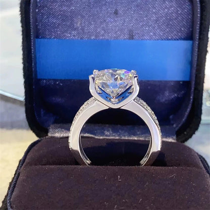Luckacco Claw Set Real 5Ct D Color Moissanite Diamond Ring 925 Sterling Silver Party Wedding Band Rings for Women Engagement Jewelry