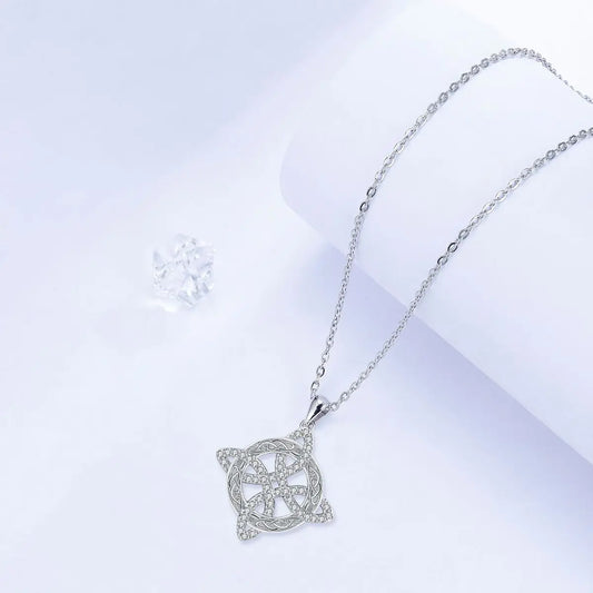 Luckacco YILUOCD Magic Witch Knot Zirconia Pendant Necklace Witchcraft  Good Luck Amulet Wicca Protection Jewelry For Women