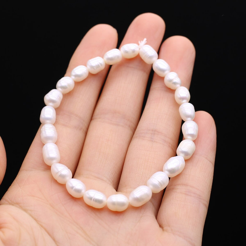 100% Natural Pearl Bracelet Charms Elastic Rope Real Pearl Bracelets for Girl Friend Pearl Size 6-7 mm -  - Luckacco Jewelry and Watch Store