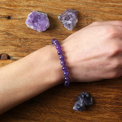 Luckacco Geniune Amethyst Natural Crystal Bracelet for Women Pulsera Amethust Bracelet Made of Real Natural Stone Beads Body-Purifying