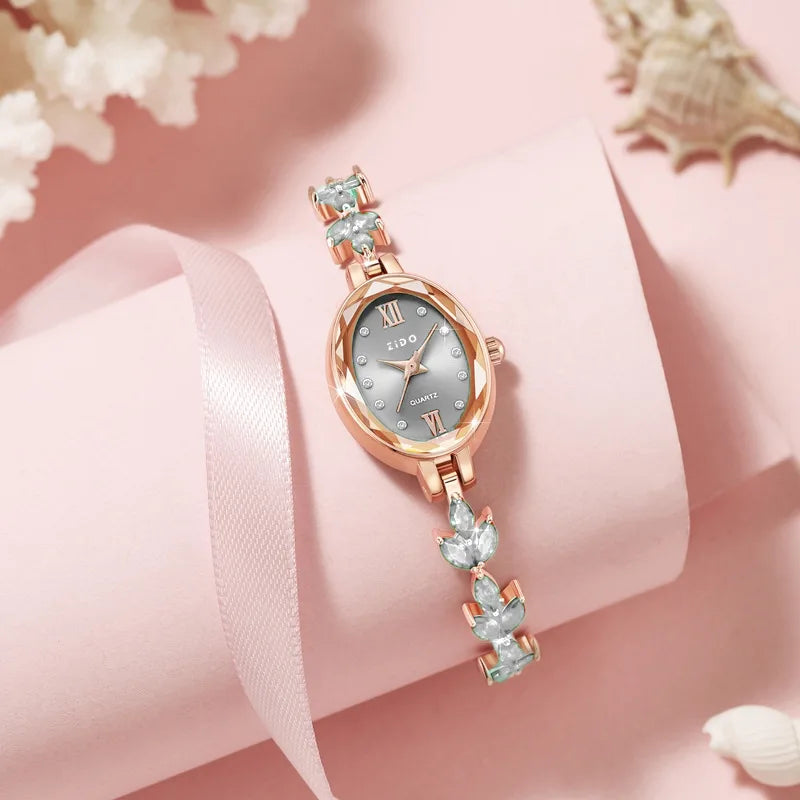 luckacco uthai v22 women's watches light luxury diamond inlaid female watch waterproof oval ladies fashion quartz bracelet wristwatch