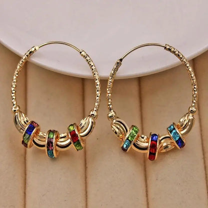 Luckacco Retro Metal Crescent Earrings Bohemian Water Drop Tassel Earrings