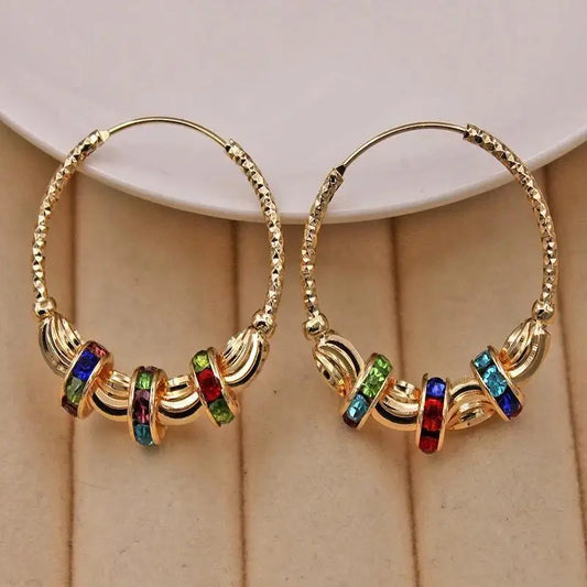 Luckacco Retro Metal Crescent Earrings Bohemian Water Drop Tassel Earrings