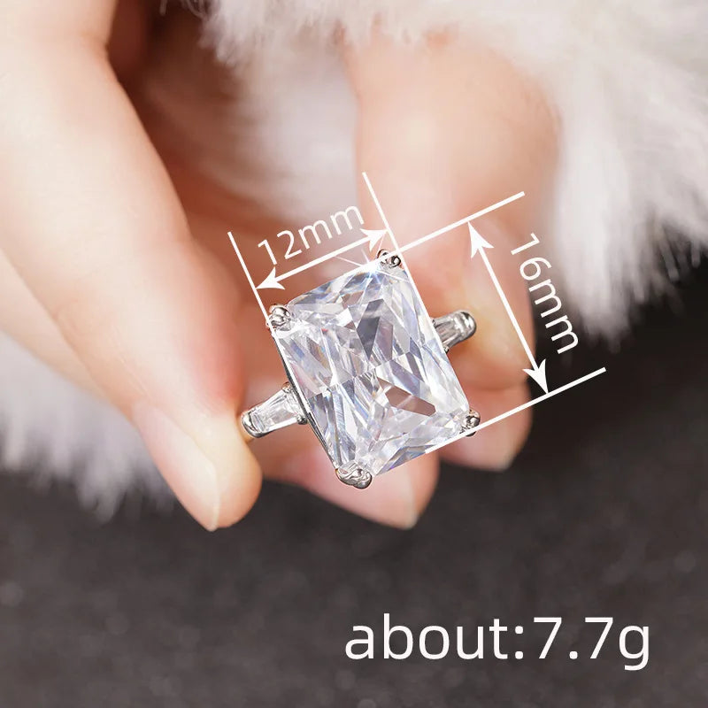 luckacco new sparkling quadrilateral geometric design ring light luxury personalized fashion style engagement and wedding accessories