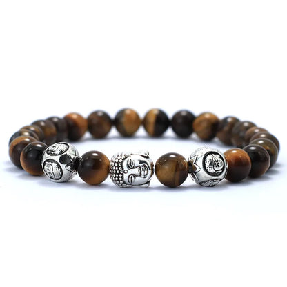 Luckacco Minimalist Men Bracelet Natural 8mm Stone Vintage Buddha Braclet Homme Meditation Yoga Jewelry Lava Tiger Eyes Beaded Braslet
