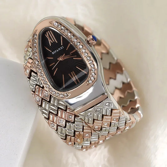 Luckacco Snake Watch for Women Hot Sale Luxury Stainless Steel Creative Watch Strap Quartz Wristwatch Fashion Lady Dress Jewelry Relogio