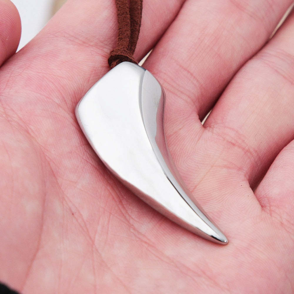 Vintage Simple Nordic Wolf Tooth Pendant For Men Biker Stainless Steel Viking Wolf Necklace Animal Amulet Jewelry Gift Wholesale - luckacco