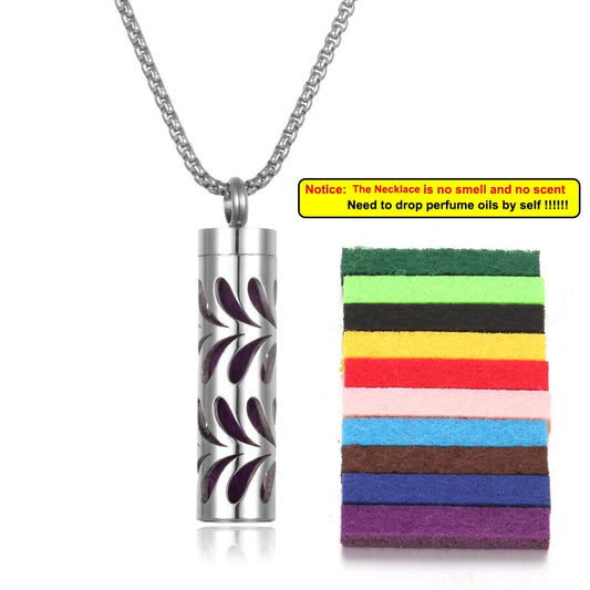 Luckacco Long Strip Stainless Steel Aromatherapy Necklace Perfume Diffuser Essential Oil Diffuser Pendant Necklace Jewelry Accessories