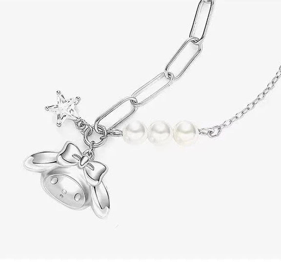 luckacco y2k melody crystal pendant necklace personality woman collar accessories fashion gifts cartoon kawaii necklace jewelry