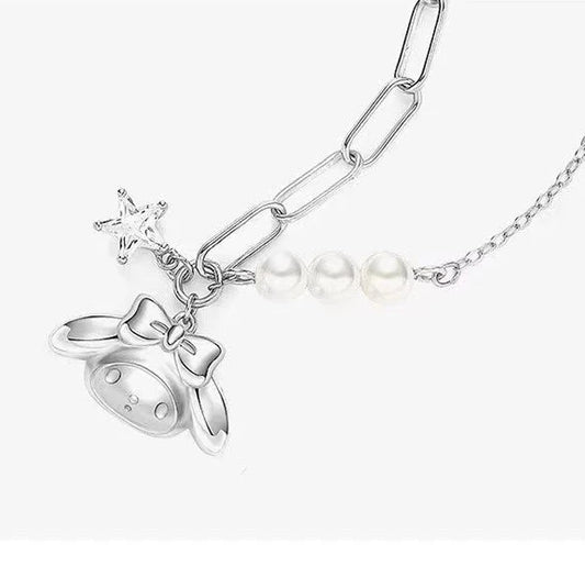 Luckacco Y2K Melody Crystal Pendant Necklace Personality Woman Collar Accessories Fashion Gifts Cartoon Kawaii Necklace Jewelry
